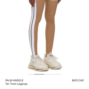 Palm Angels Beige Track Leggings with White Stripe